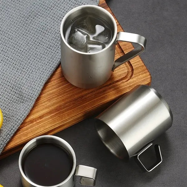 Stainless Steel Camping Mug Double Wall Brushed Metal Cup