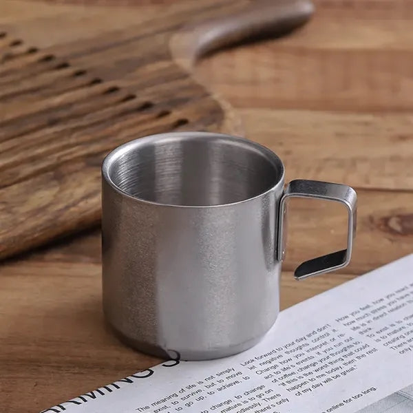 Stainless Steel Camping Mug Double Wall Brushed Metal Cup
