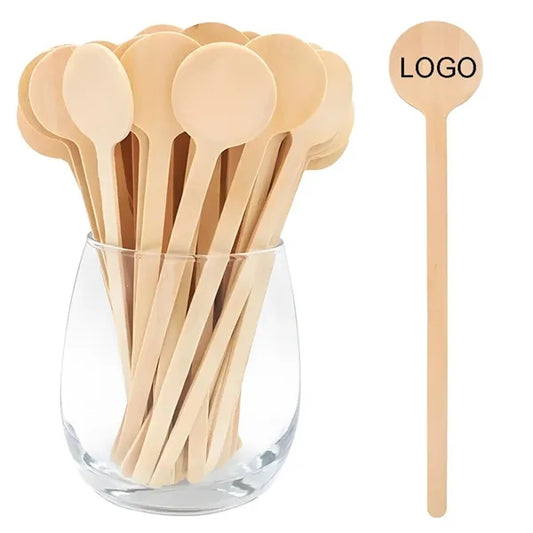 6'' Custom Biodegradable Birch Wood Disposable Stir Stick