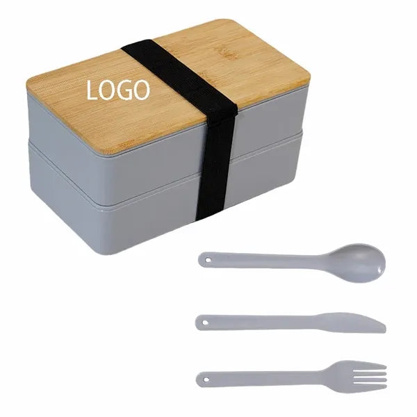 Eco Friendly Stackable Dual Compartment Bamboo PP Lunch Box