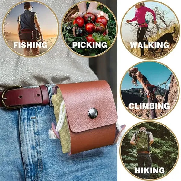 Durable Foldable Canvas Foraging Bag w/ Leather Trim