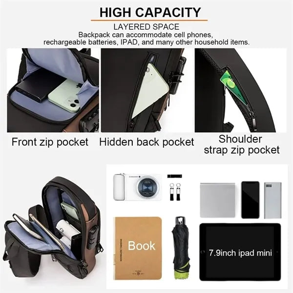 Technology USB Portable Outdoor Men's Cross-body Chest Bag