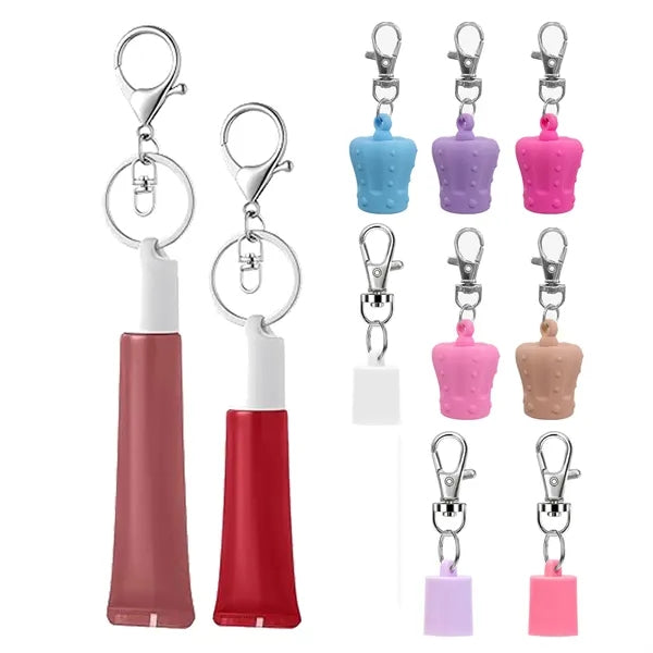 Lip Gloss Holder Keychains with Replacement Cover