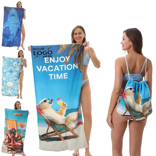 2 in 1 Foldable Microfiber Beach Towel Backpack