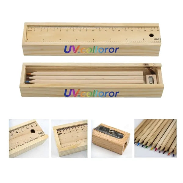 Wooden Box Colored Pencil Sharpener Set