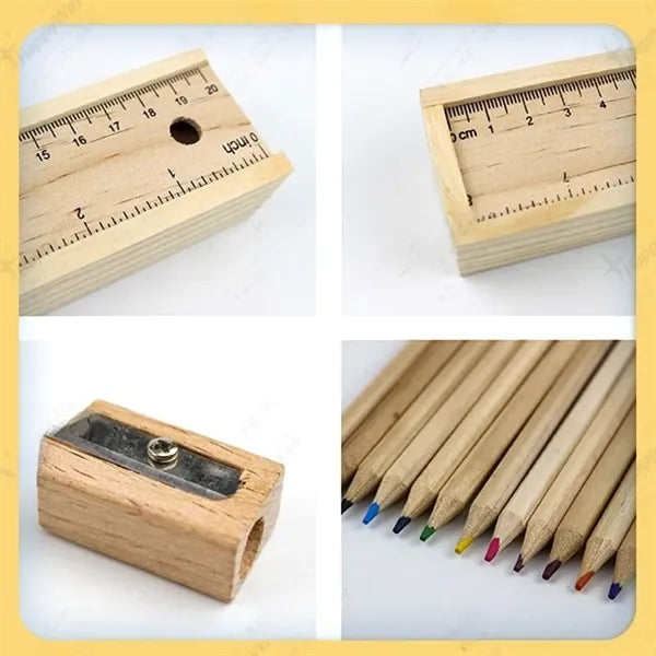 Wooden Box Colored Pencil Sharpener Set