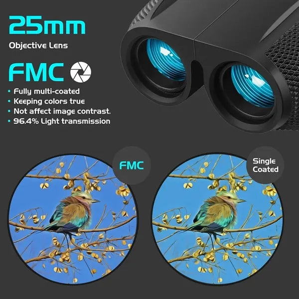 10x25 Compact Binoculars with carry bag