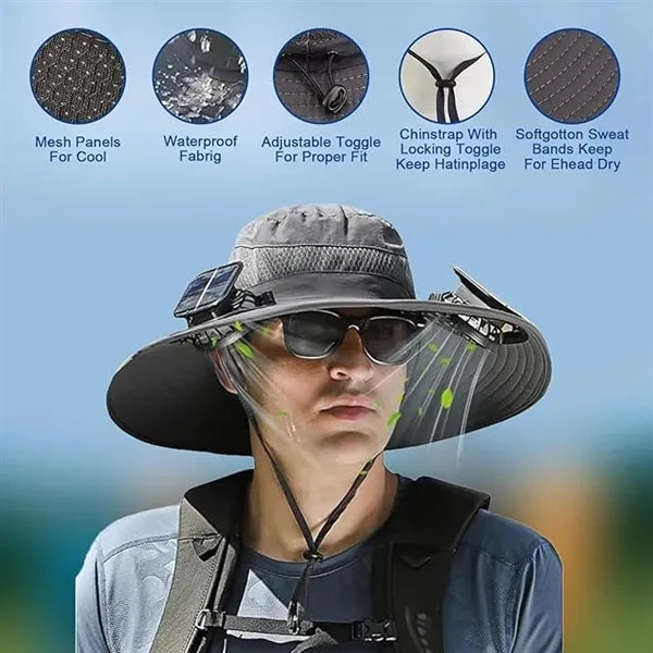 Solar-powered Charging Fan Bucaket Hat