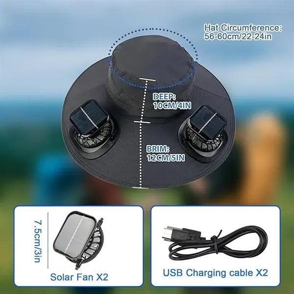 Solar-powered Charging Fan Bucaket Hat