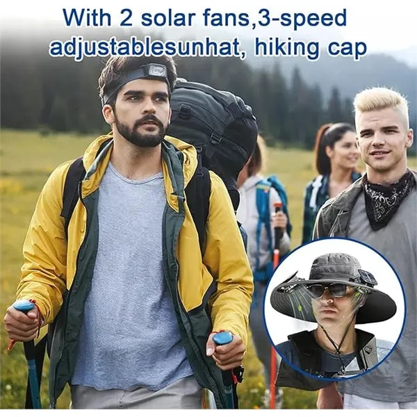 Solar-powered Charging Fan Bucaket Hat