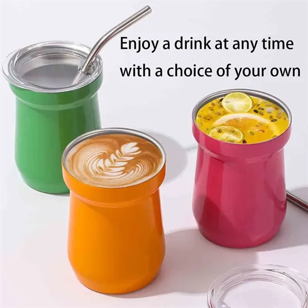 5oz Stainless Steel Mugs With Straw Lid