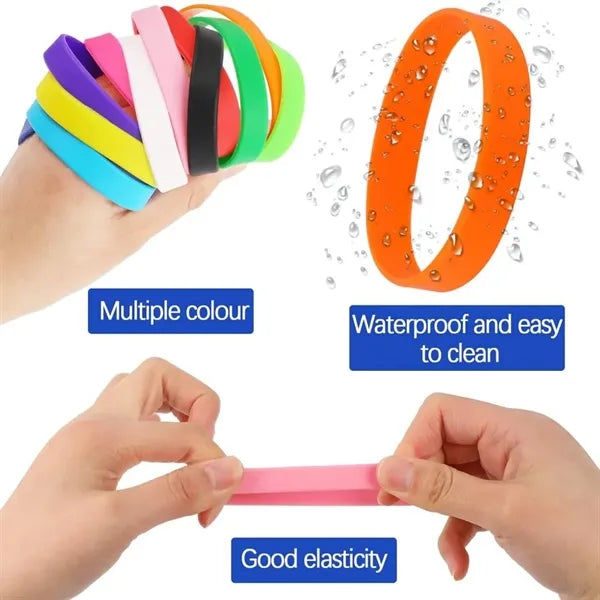 Silicone Wrist Bands, Assorted Color Rubber Bracelet Kit