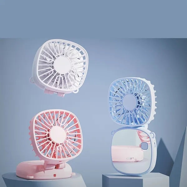 300 mAh Folding Mini Fan with Make Up Mirror