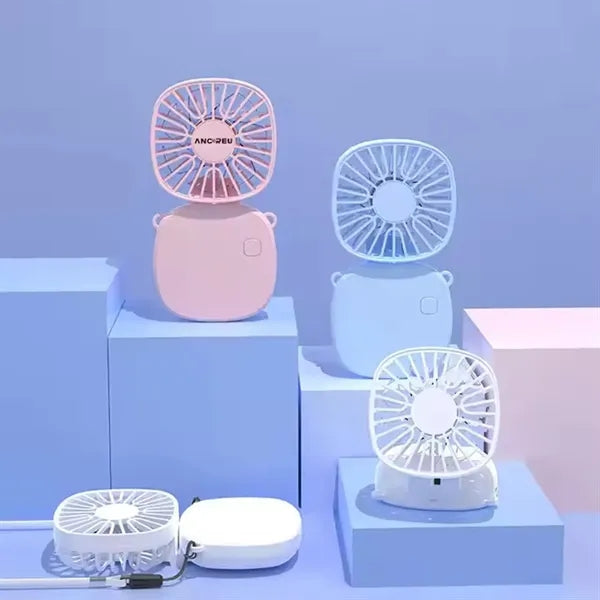 300 mAh Folding Mini Fan with Make Up Mirror