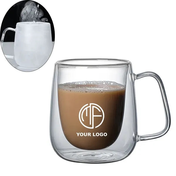 8 1/2OZ Crystalite Double Wall Glass Coffee Mugs With Handle