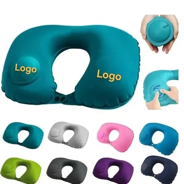 Portable U-Shaped Push Inflatable Travel Neck Pillows
