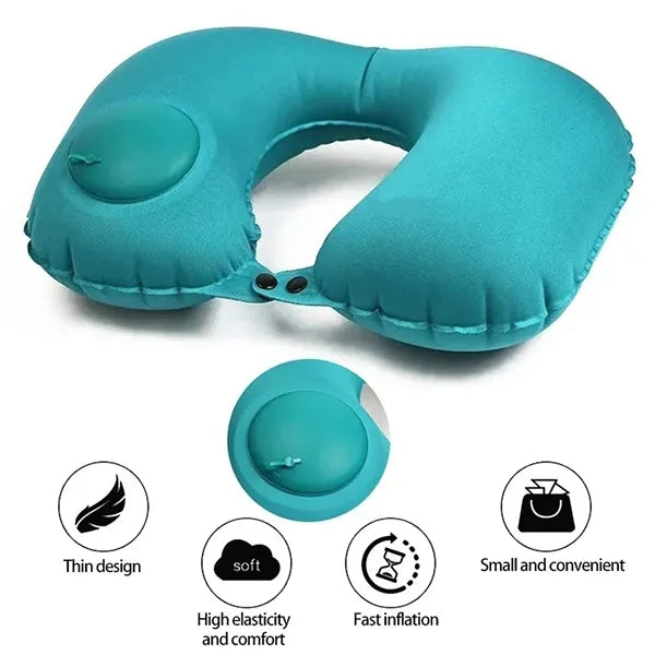 Portable U-Shaped Push Inflatable Travel Neck Pillows