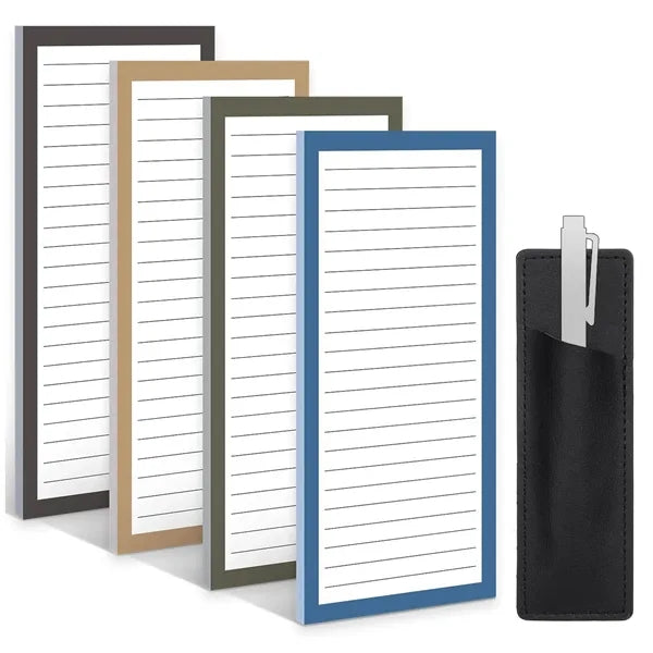 4 Pack Magnetic Fridge Notepad Set w/ Pen Holder