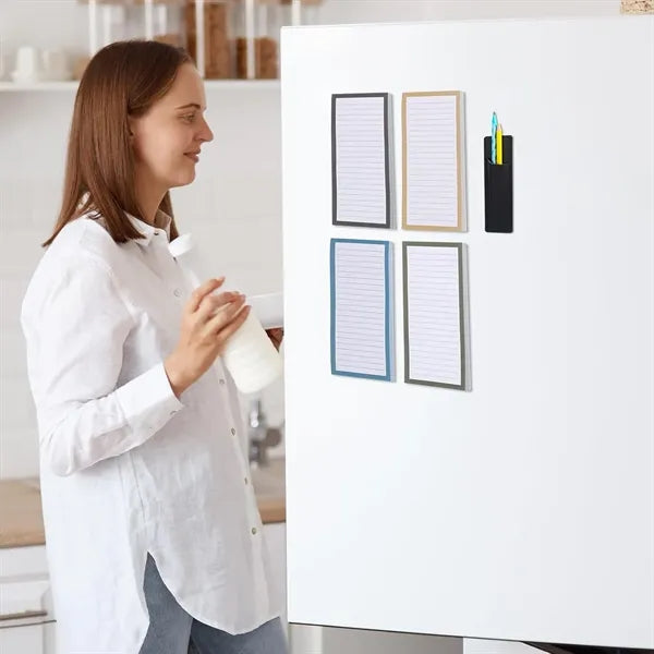 4 Pack Magnetic Fridge Notepad Set w/ Pen Holder