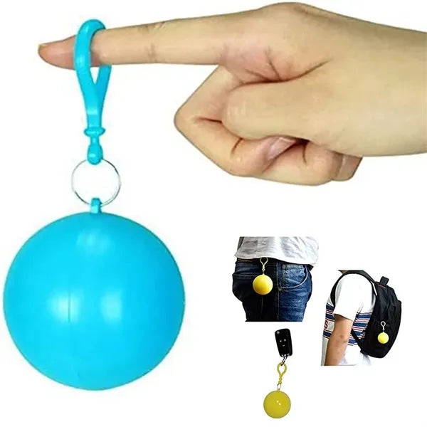 Colorful Plastic Portable Disposable Ball Raincoat Keychain