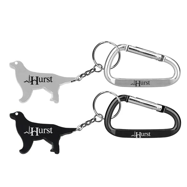 Dog Shape Bottle Opener Key Chain with Carabiner
