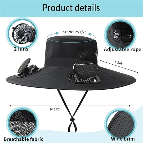 Outdoor Wide Brim 2 Solar Fan Hat