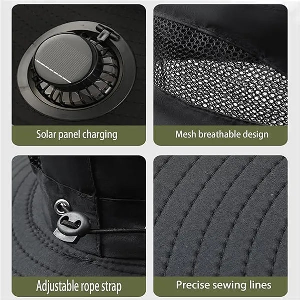 Outdoor Wide Brim 2 Solar Fan Hat