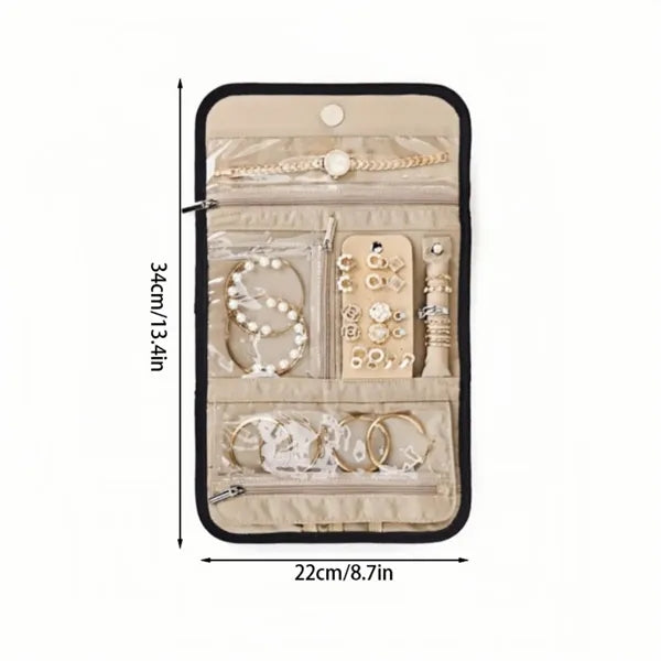 Travel Jewelry Organizer Case Foldable Roll
