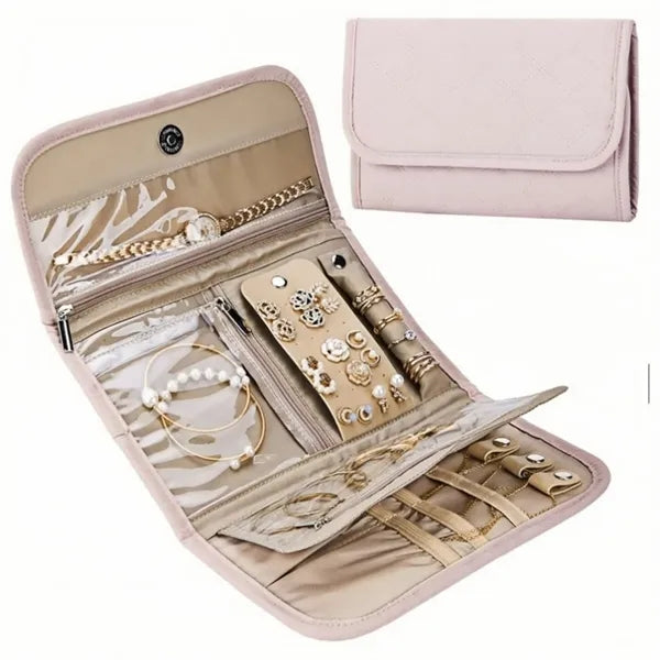 Travel Jewelry Organizer Case Foldable Roll