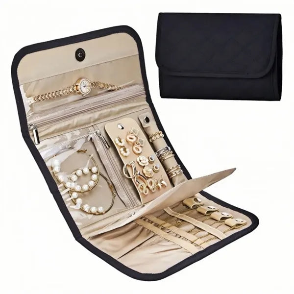 Travel Jewelry Organizer Case Foldable Roll