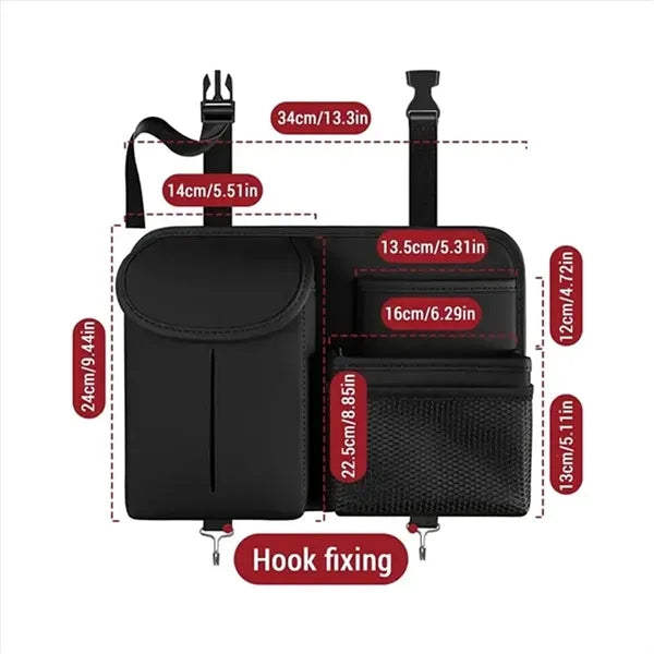 Car Backseat Organizer with Multi-Pockets & Hooks