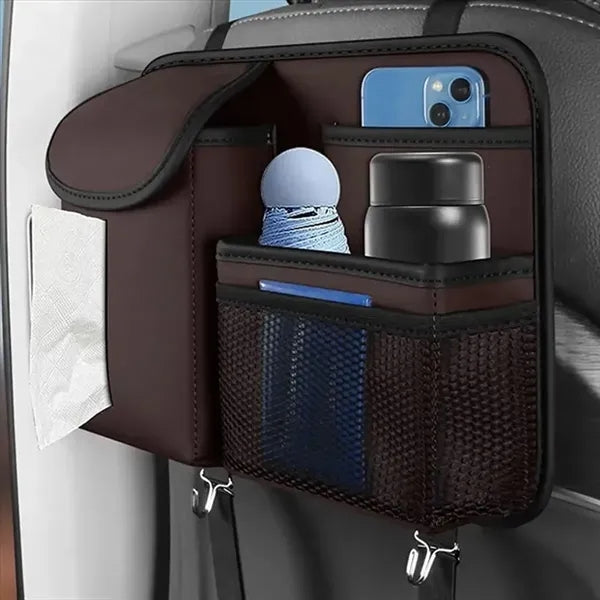 Car Backseat Organizer with Multi-Pockets & Hooks