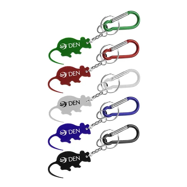 Mouse Shape Bottle Opener Key Chain with Carabiner