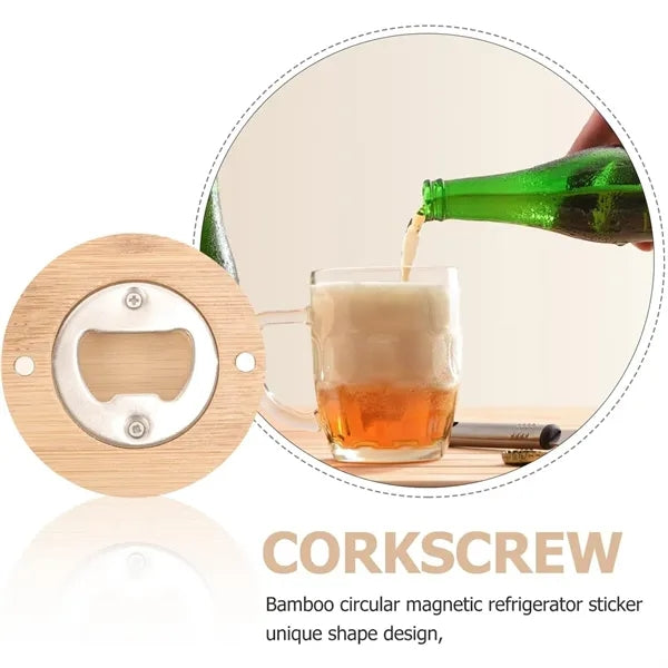 Wood Bamboo Refrigerator Fridge Magnet Beer Bottle Opener