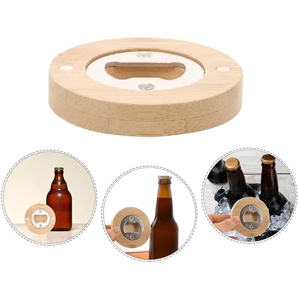 Wood Bamboo Refrigerator Fridge Magnet Beer Bottle Opener