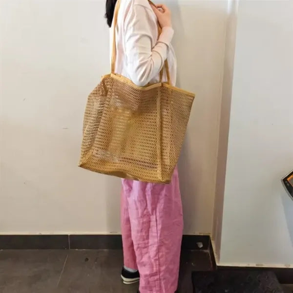Mesh Beach Tote Women's Shoulder Handbag with Inner Pocket