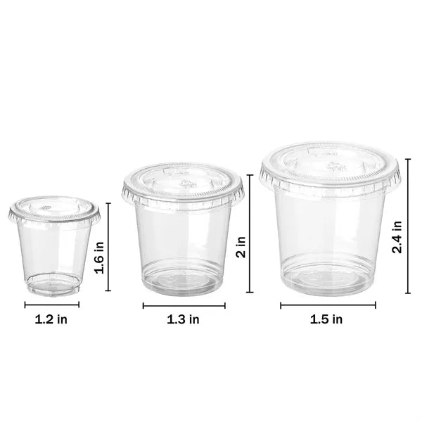 1/2/3oz Disposable Clear PET Cup w/ Lid