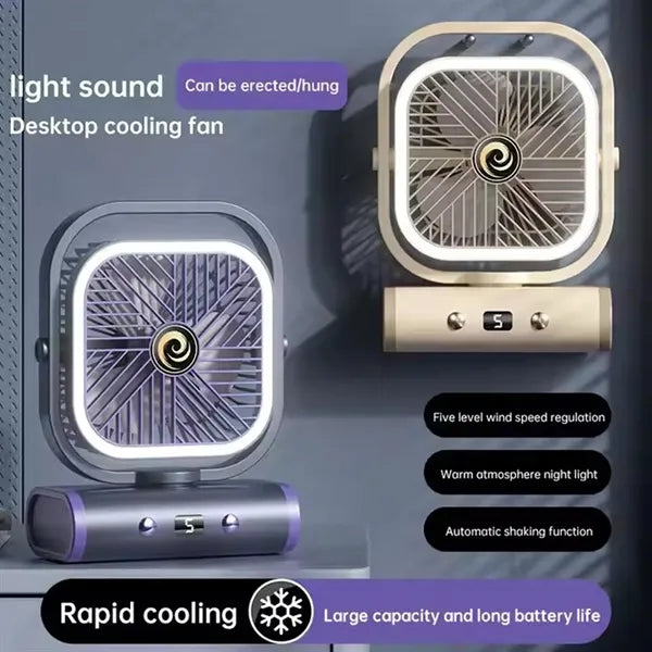1200 mAh Portable Small Desk Fan with Night Light