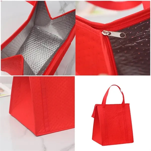 Nonwoven Insulated Cooler Tote Bag w/Zipper Liner