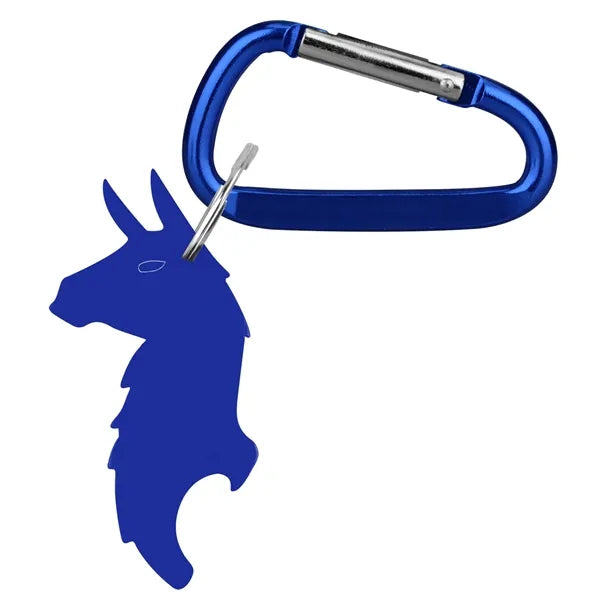 Llama Shape Bottle Opener Key Ring with Carabiner