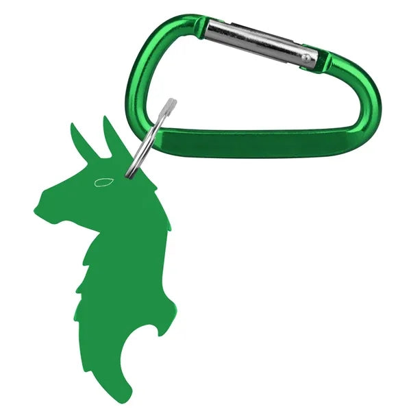 Llama Shape Bottle Opener Key Ring with Carabiner