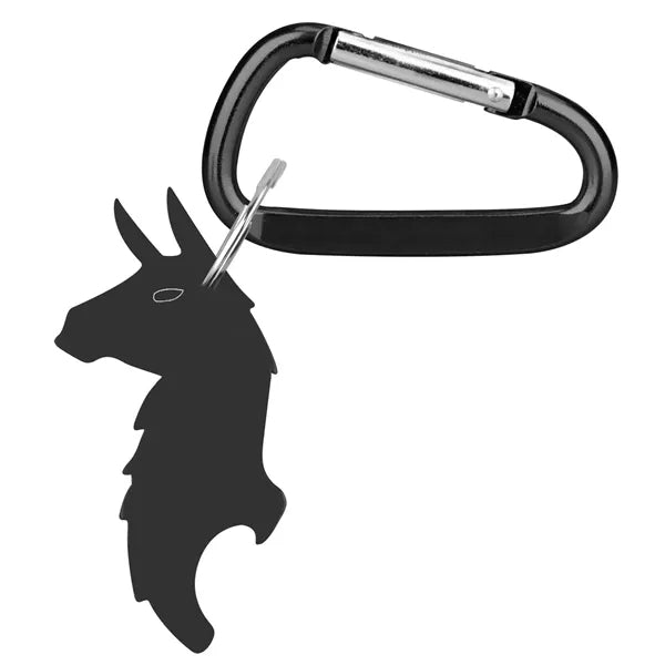 Llama Shape Bottle Opener Key Ring with Carabiner