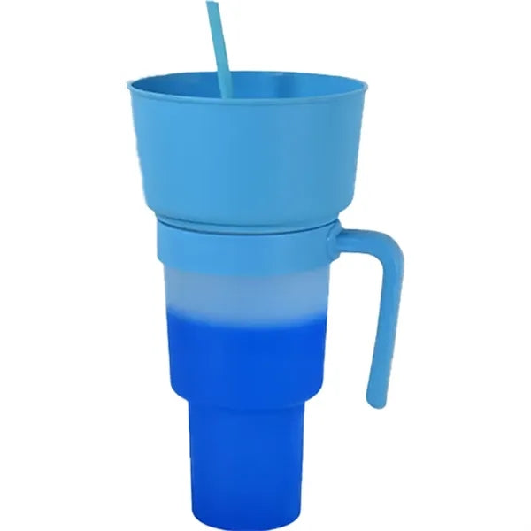 32oz Plastic 2-in-1 Color Changing Water Tumbler with Straw
