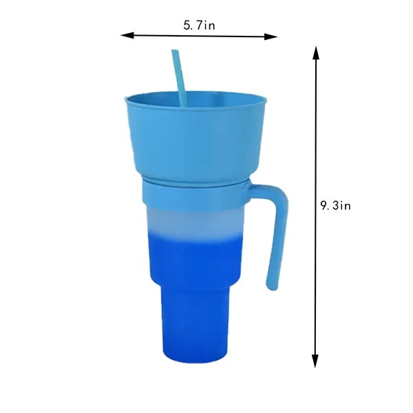 32oz Plastic 2-in-1 Color Changing Water Tumbler with Straw