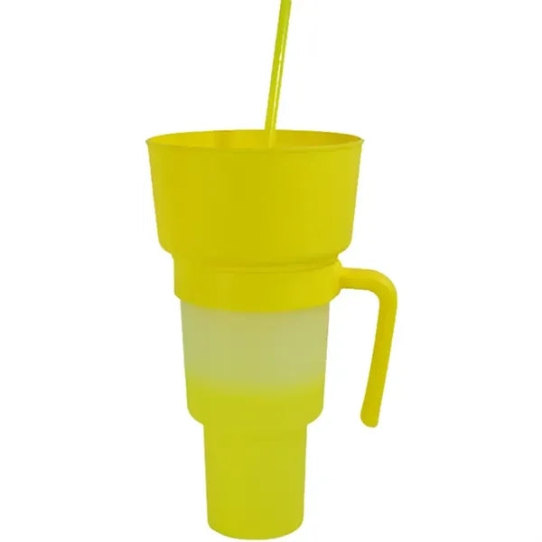 32oz Plastic 2-in-1 Color Changing Water Tumbler with Straw