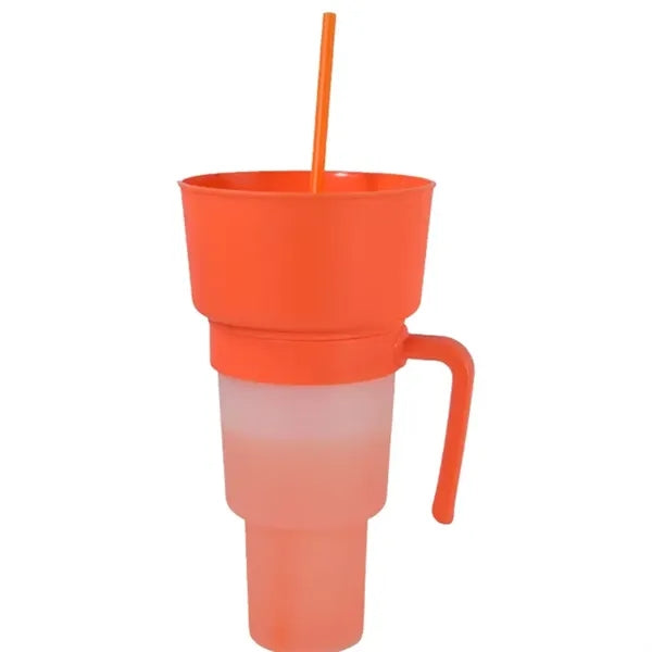 32oz Plastic 2-in-1 Color Changing Water Tumbler with Straw
