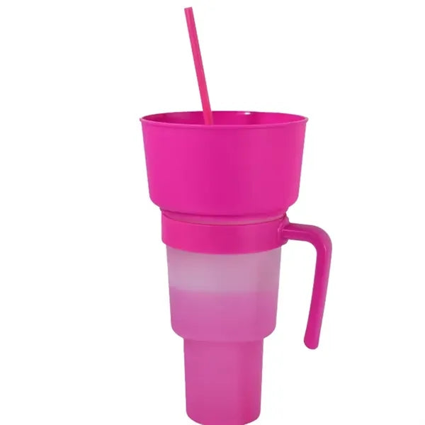 32oz Plastic 2-in-1 Color Changing Water Tumbler with Straw