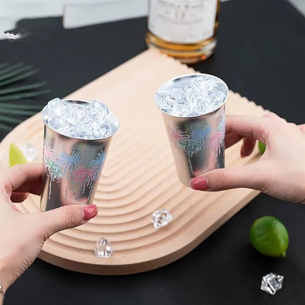 5oz Color-Changing Aluminum Cold Drink Cup - Firework Design
