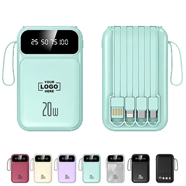 Ultra-Compact 20000mAh Power Bank with Flashlights