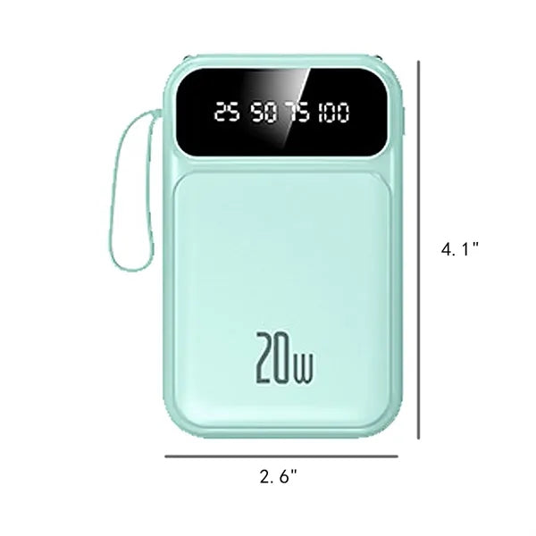 Ultra-Compact 20000mAh Power Bank with Flashlights